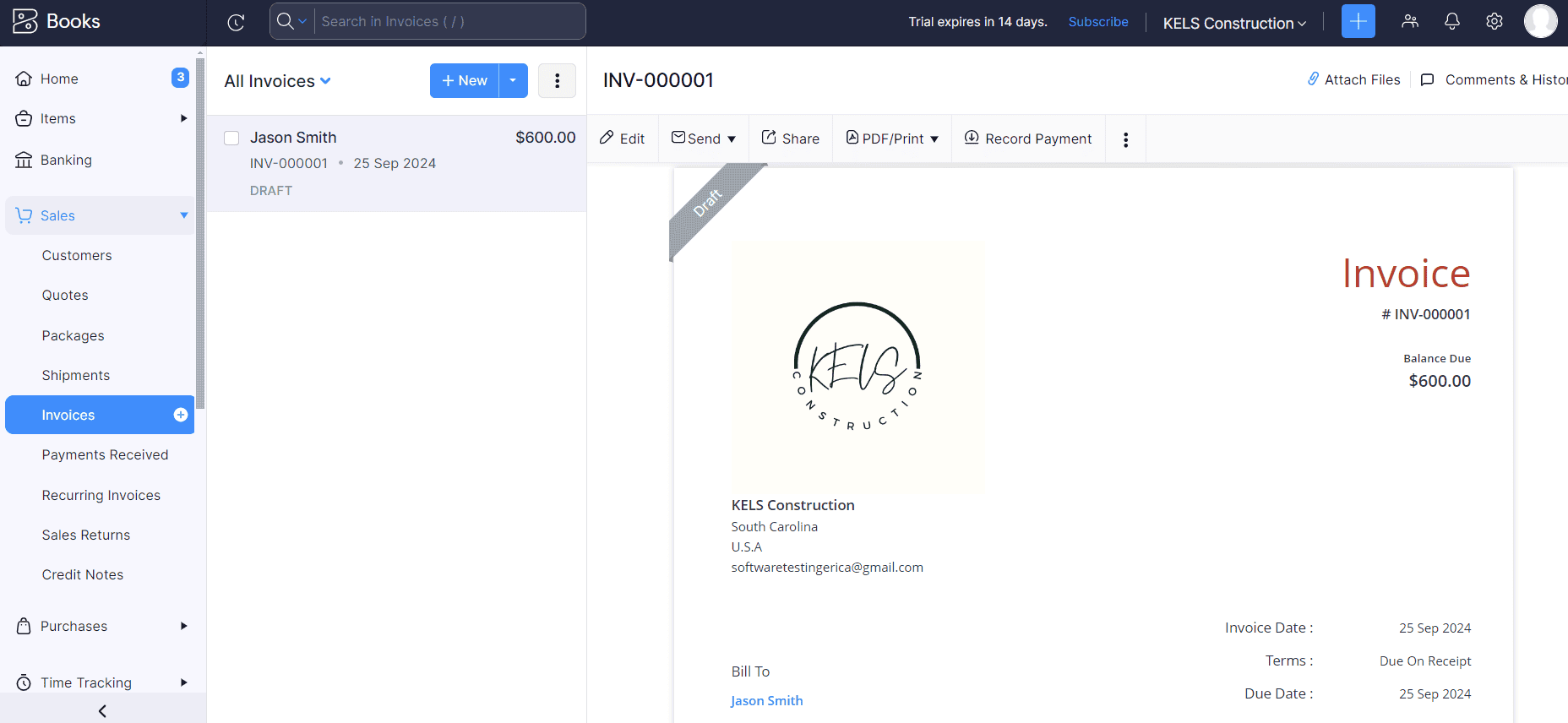zoho books invoicing 2024