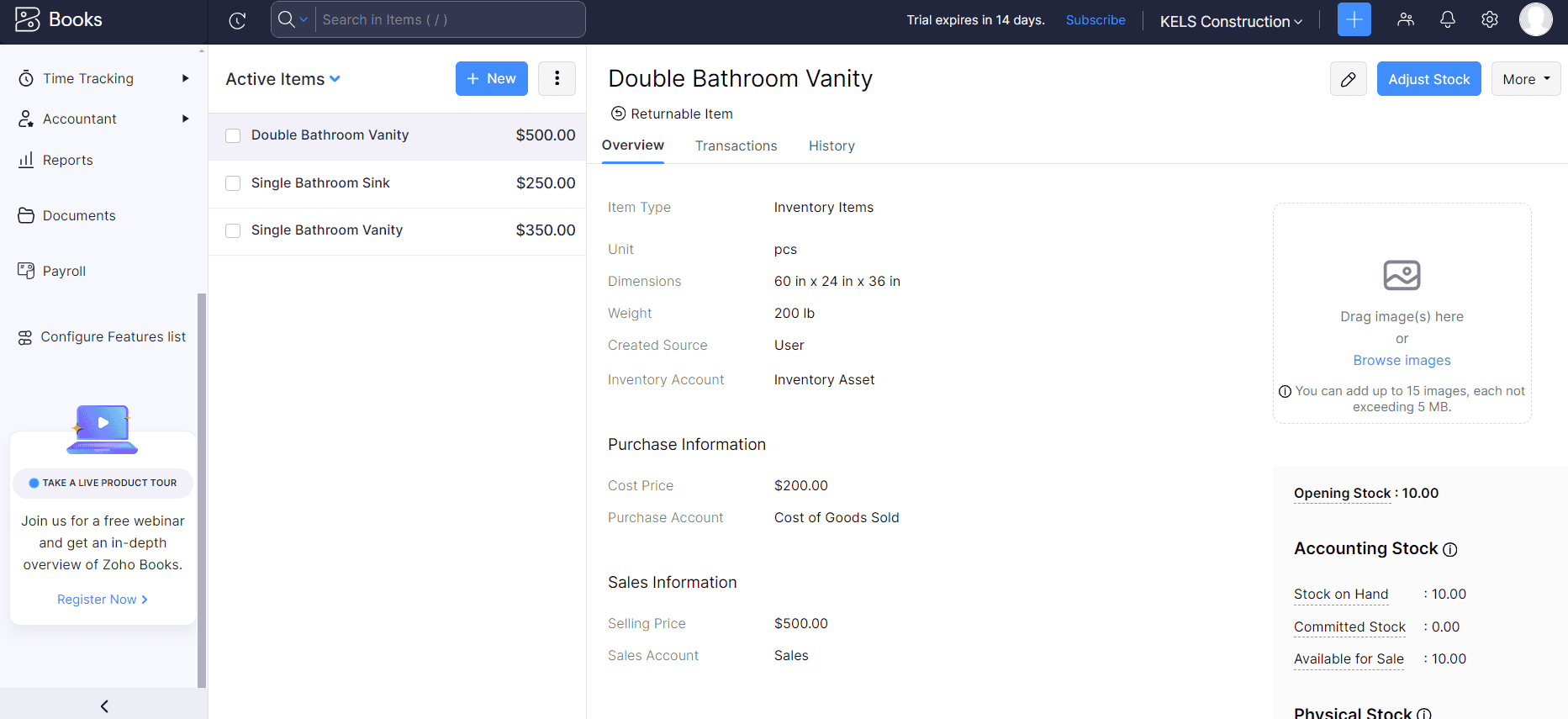 zoho books inventory 2024