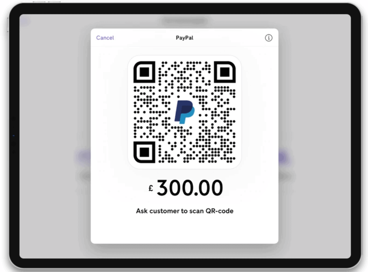 zettle by paypal qr code paypal payment screen on iPad pro