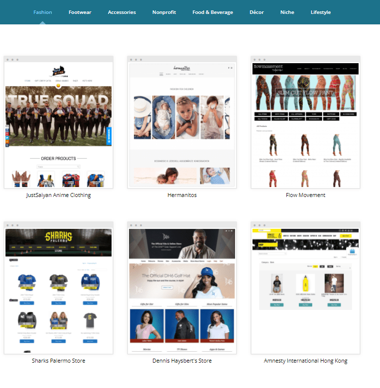 Screengrab of Ecwid Instant Site themes