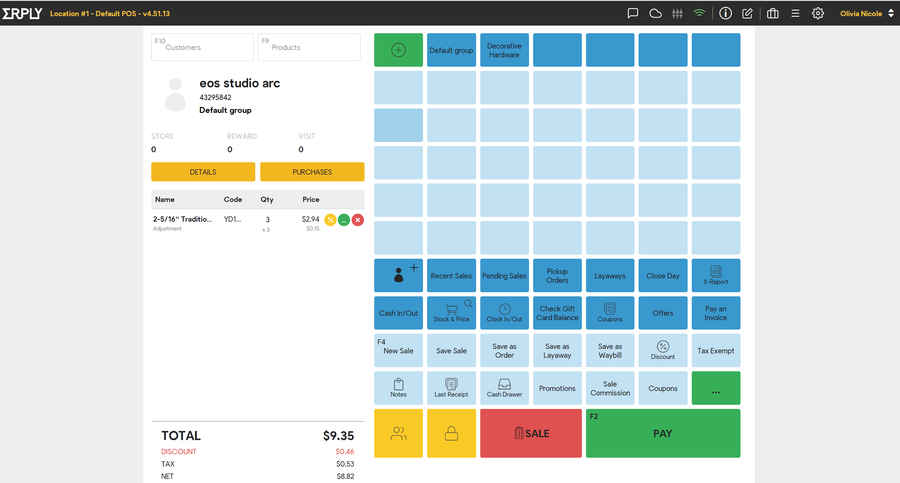 Erply POS interface