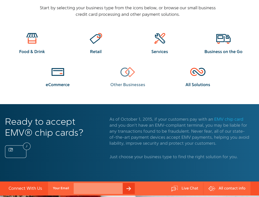 First Data payment processing - website screenshot