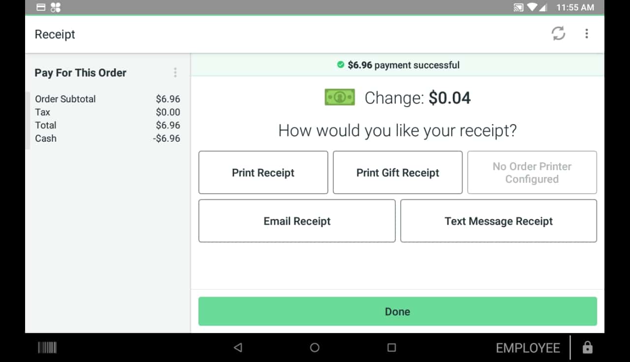 clover mini receipt options