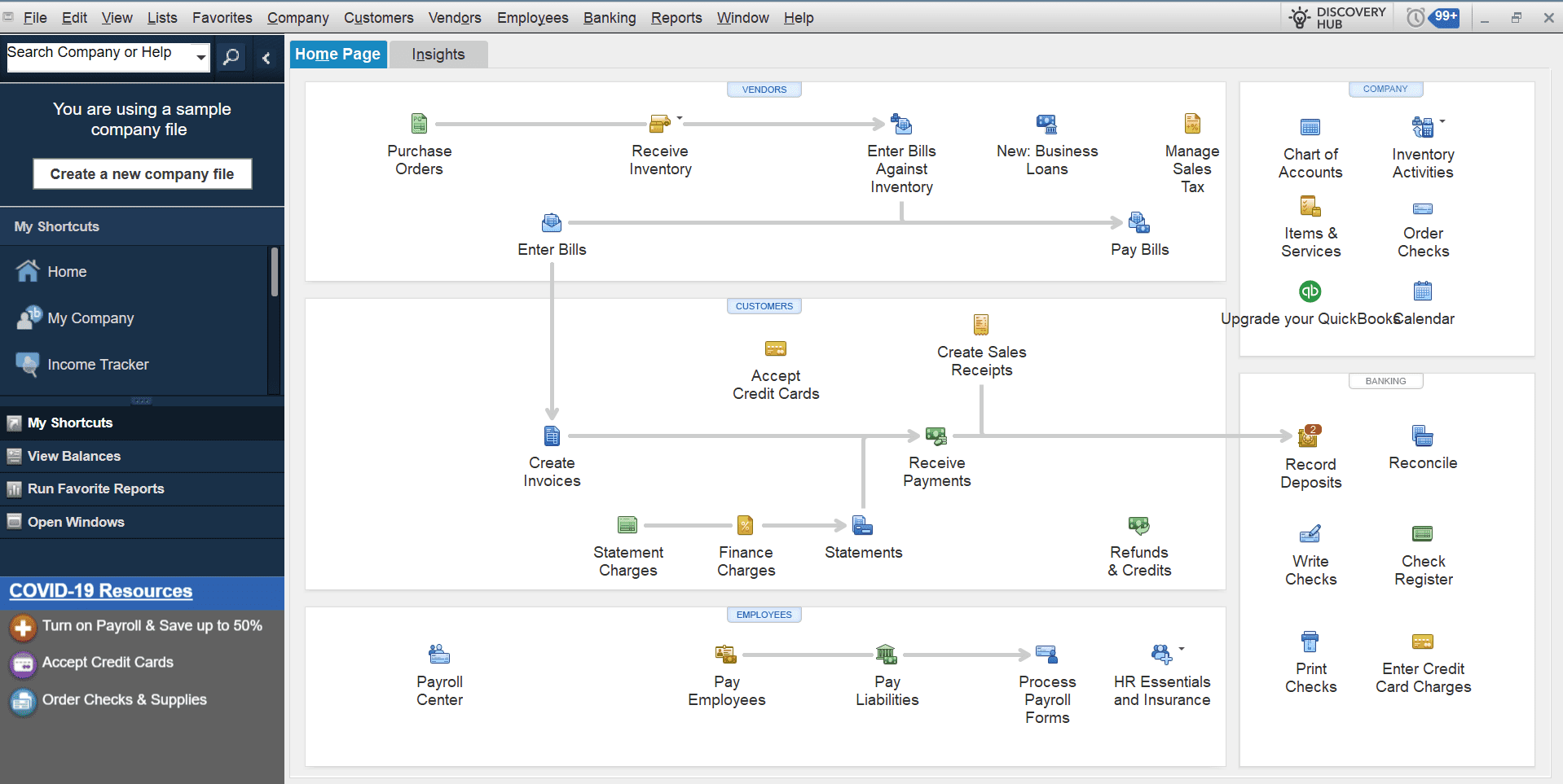quickbooks pro dashboard