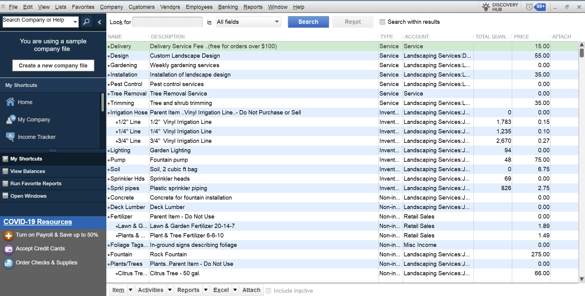 quickbooks pro inventory