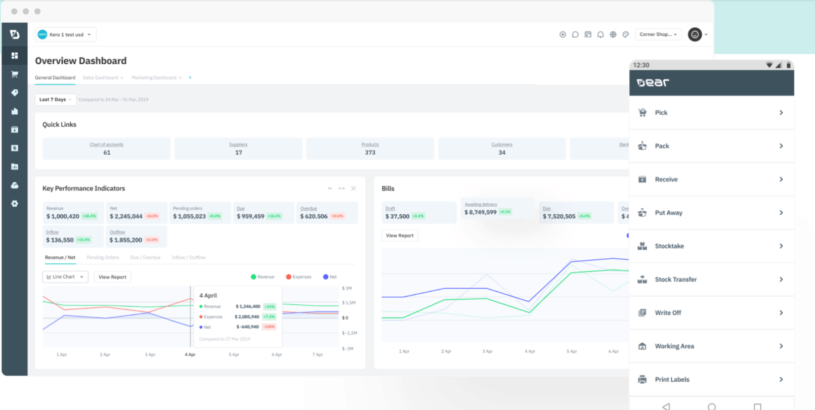 Screengrab of DEAR Systems warehouse management
