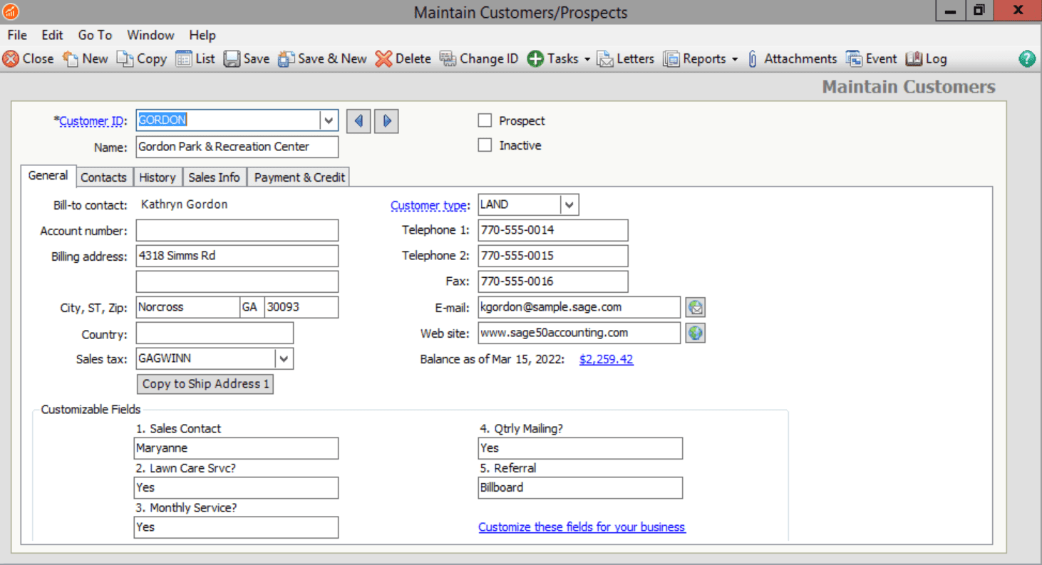 sage 50cloud review contact management