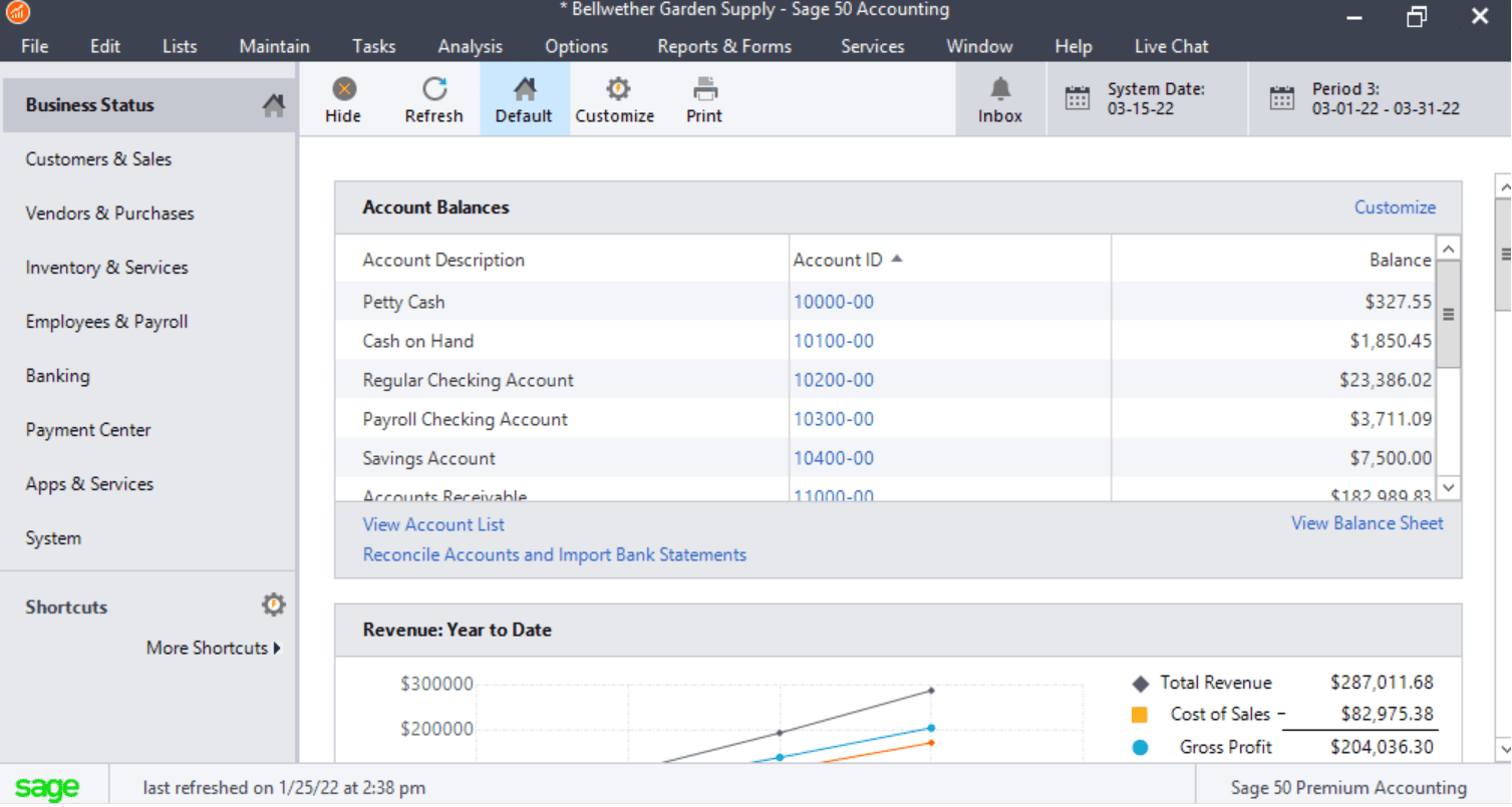 sage 50cloud review dashboard