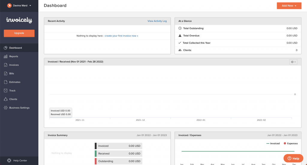 invoicely dashboard