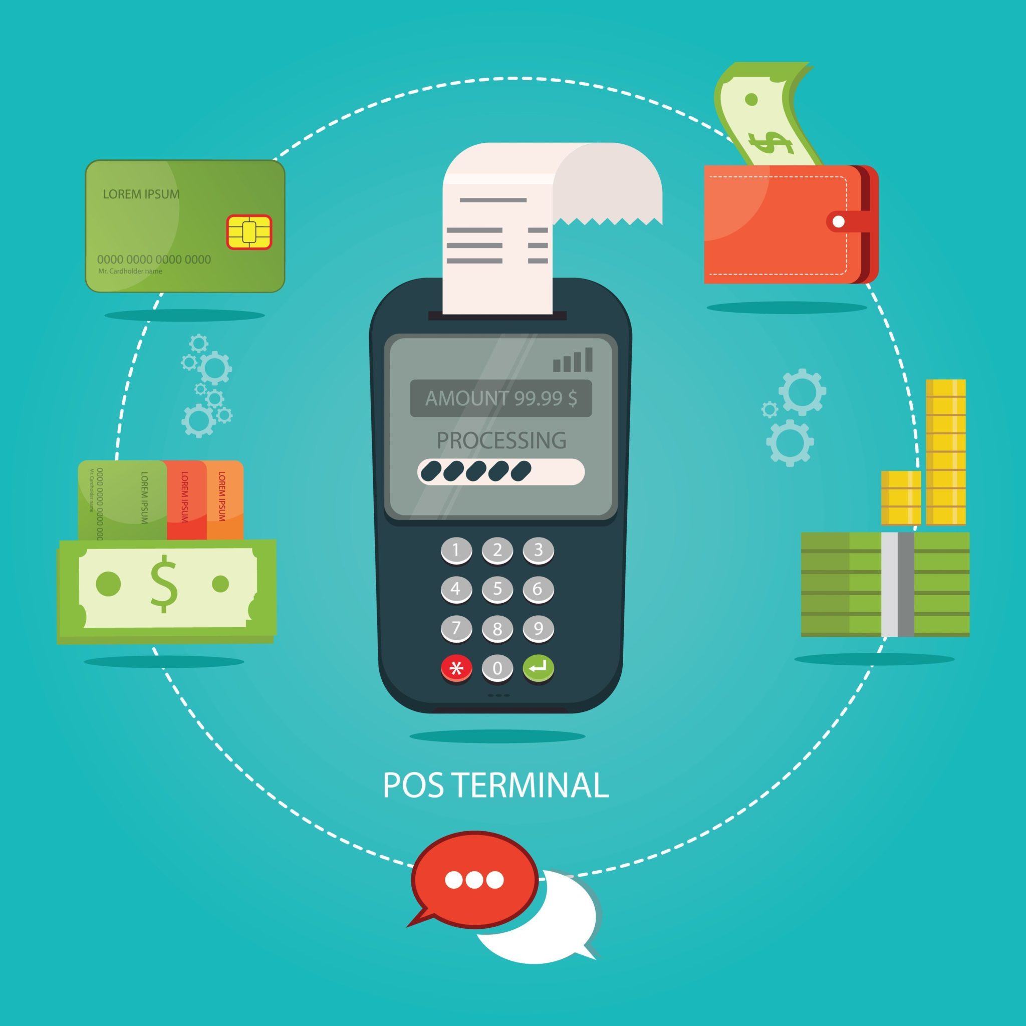Modern vector illustration of pos-payment payment technology