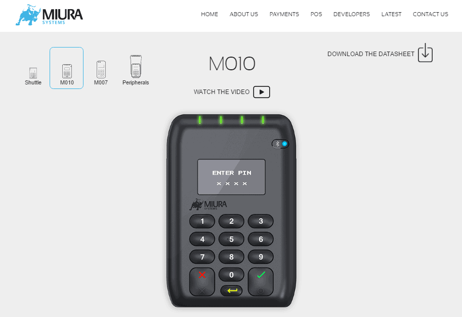 Screenshot of the Miura website