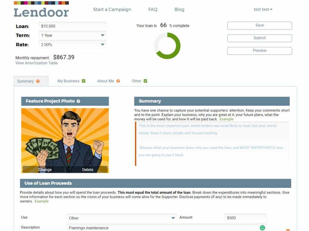 a crowdfunding campaign on Lendoor