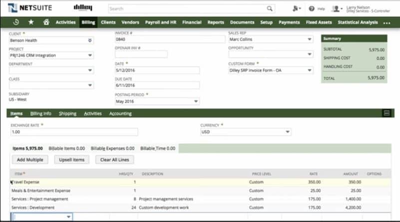 NetSuite invoice