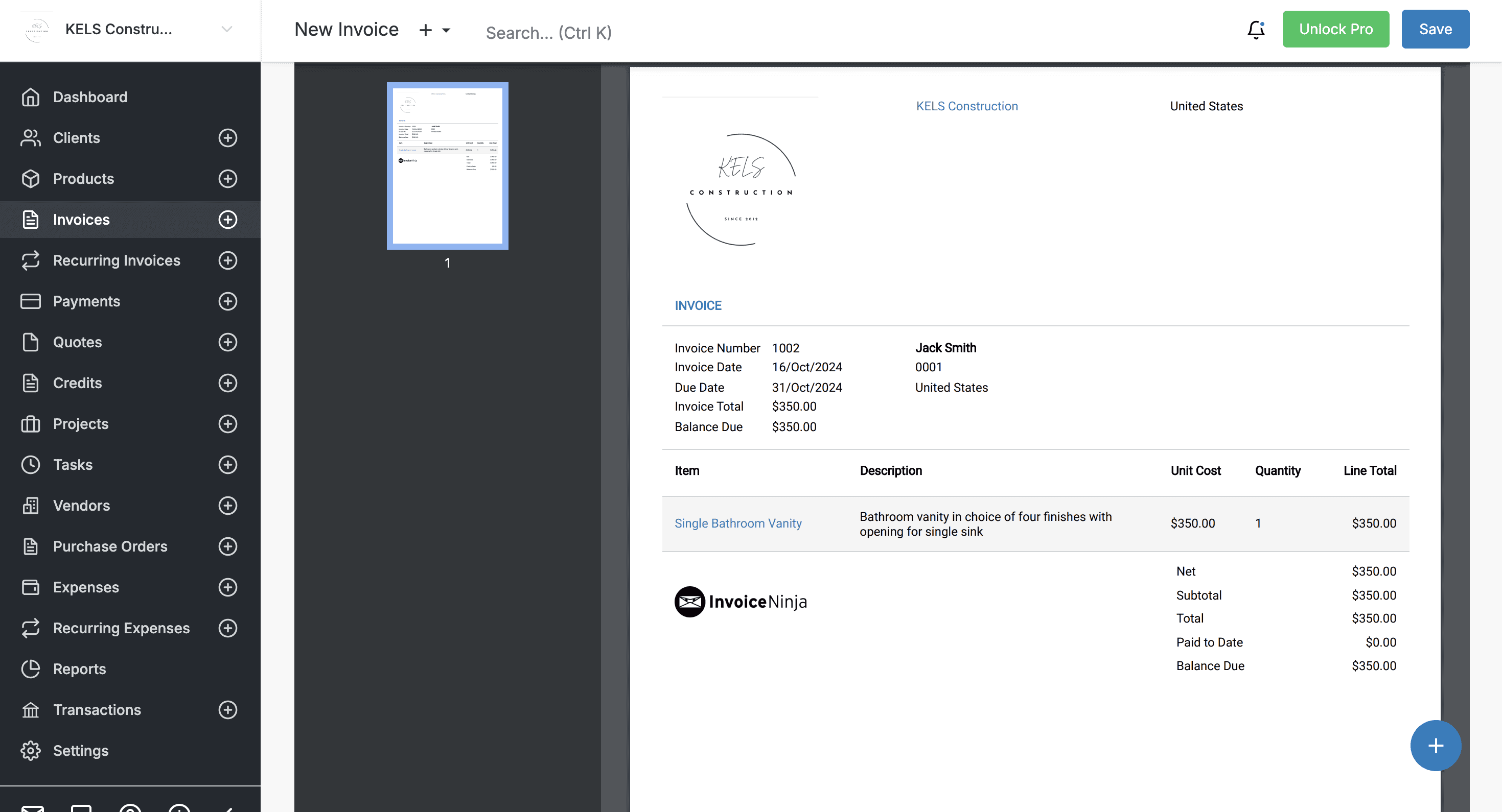 invoice ninja invoice