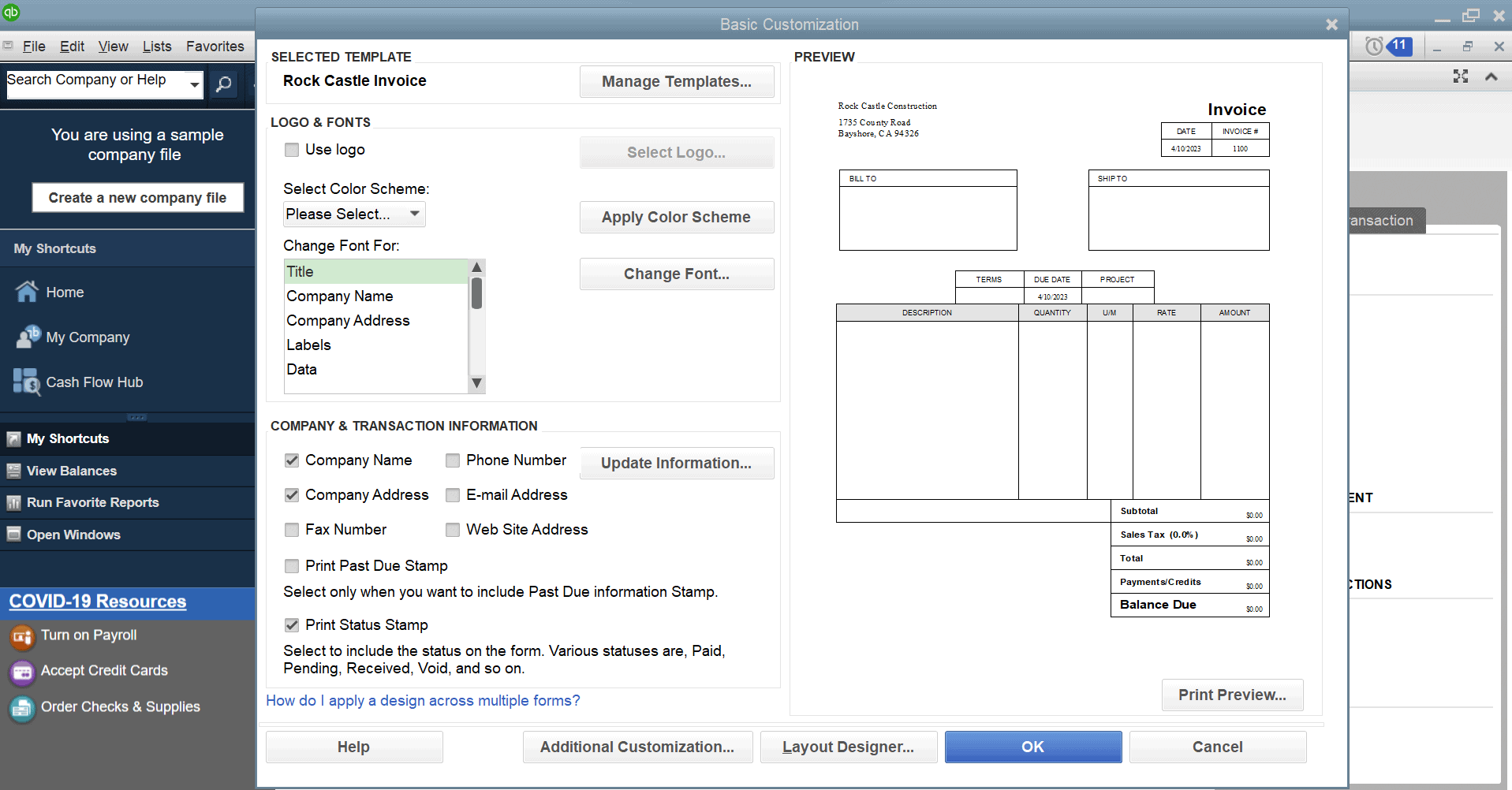 quickbooks enterprise invoice