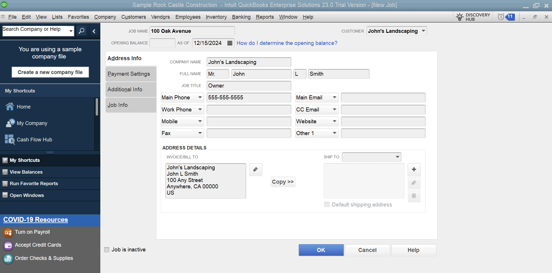 quickbooks enterprise project management