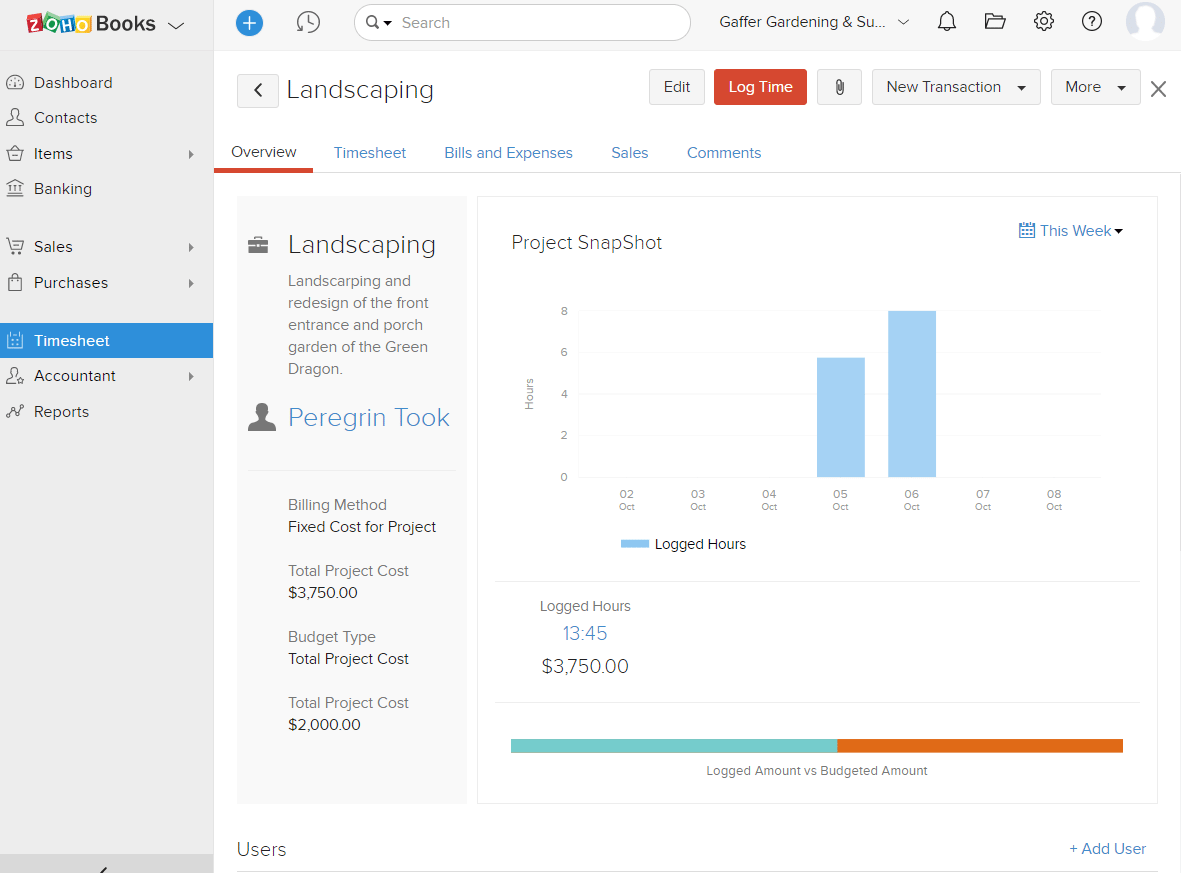 Zoho Books project management