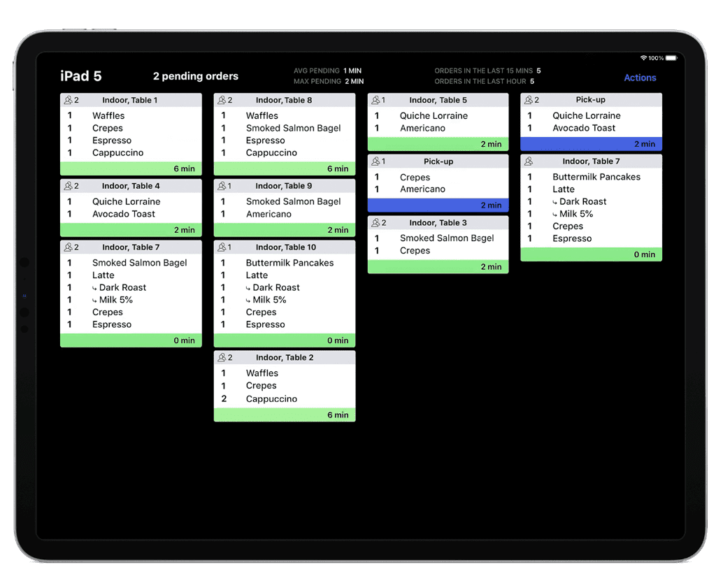 Lightspeed Restaurant kitchen display software on iPad