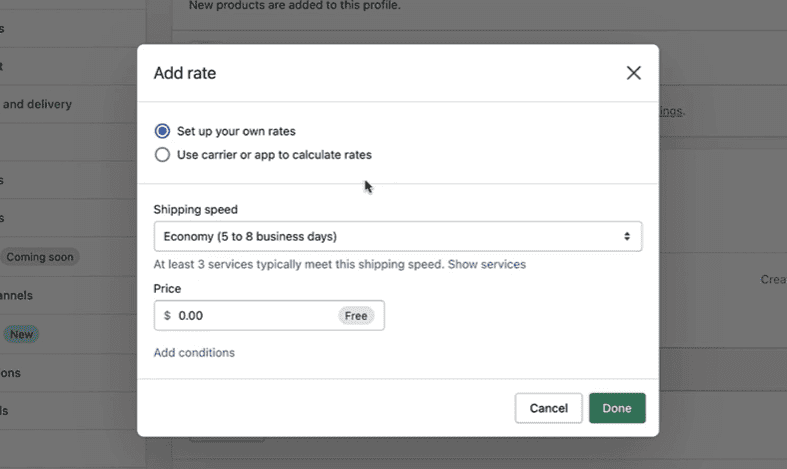 Shopify shipping method.