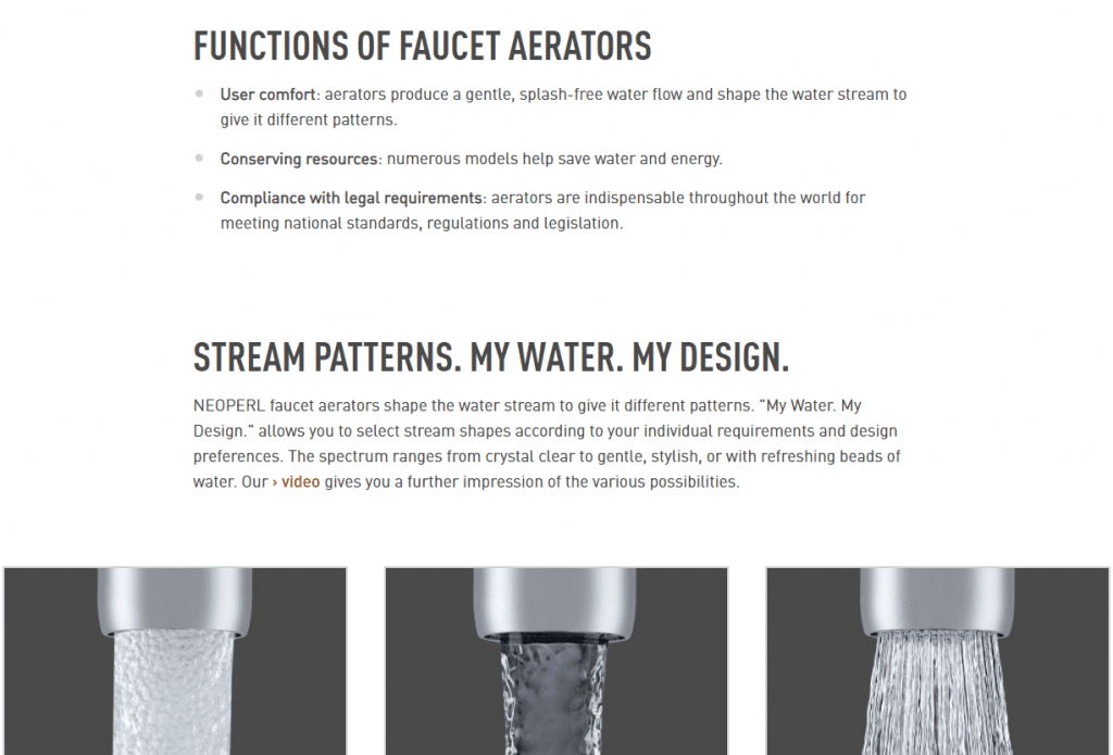 engaging web copy excerpt about faucet aerators.