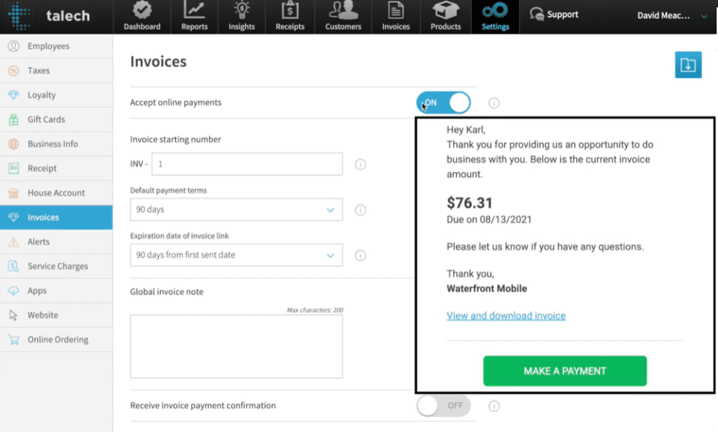 talech iPad POS system