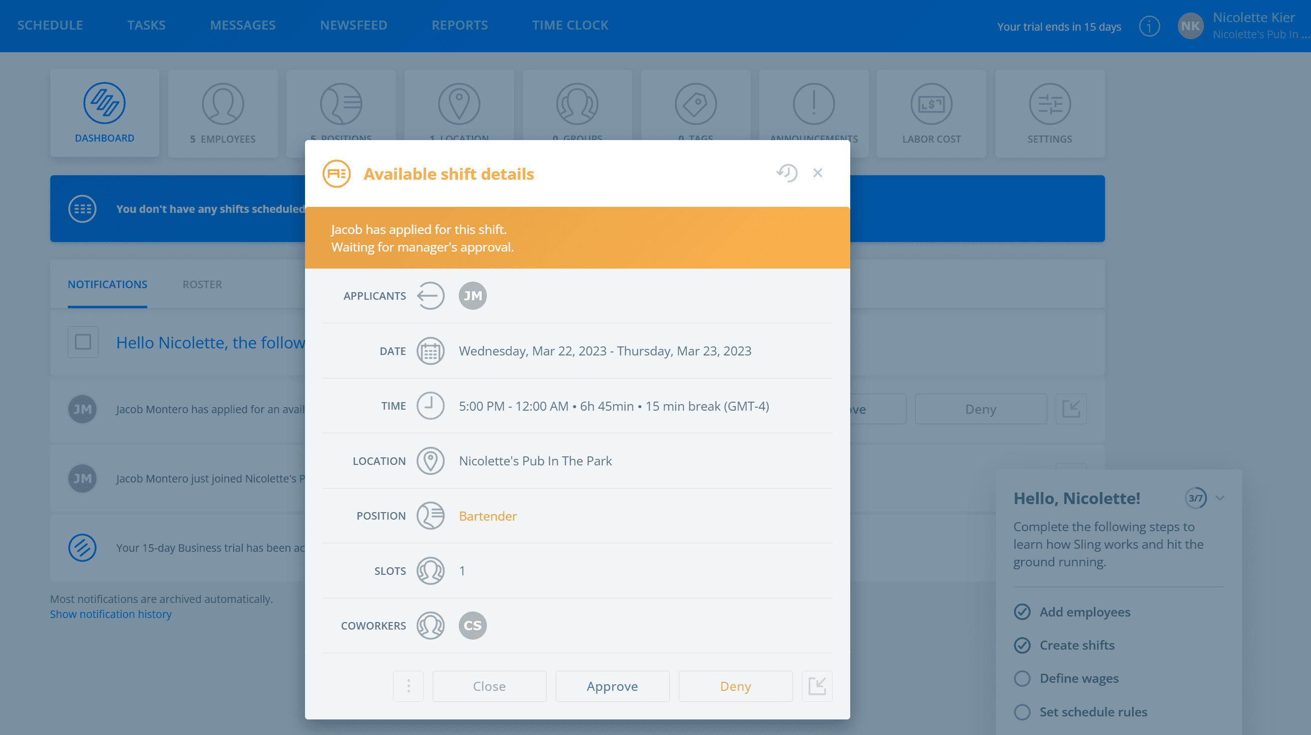 Toast POS employee scheduling software