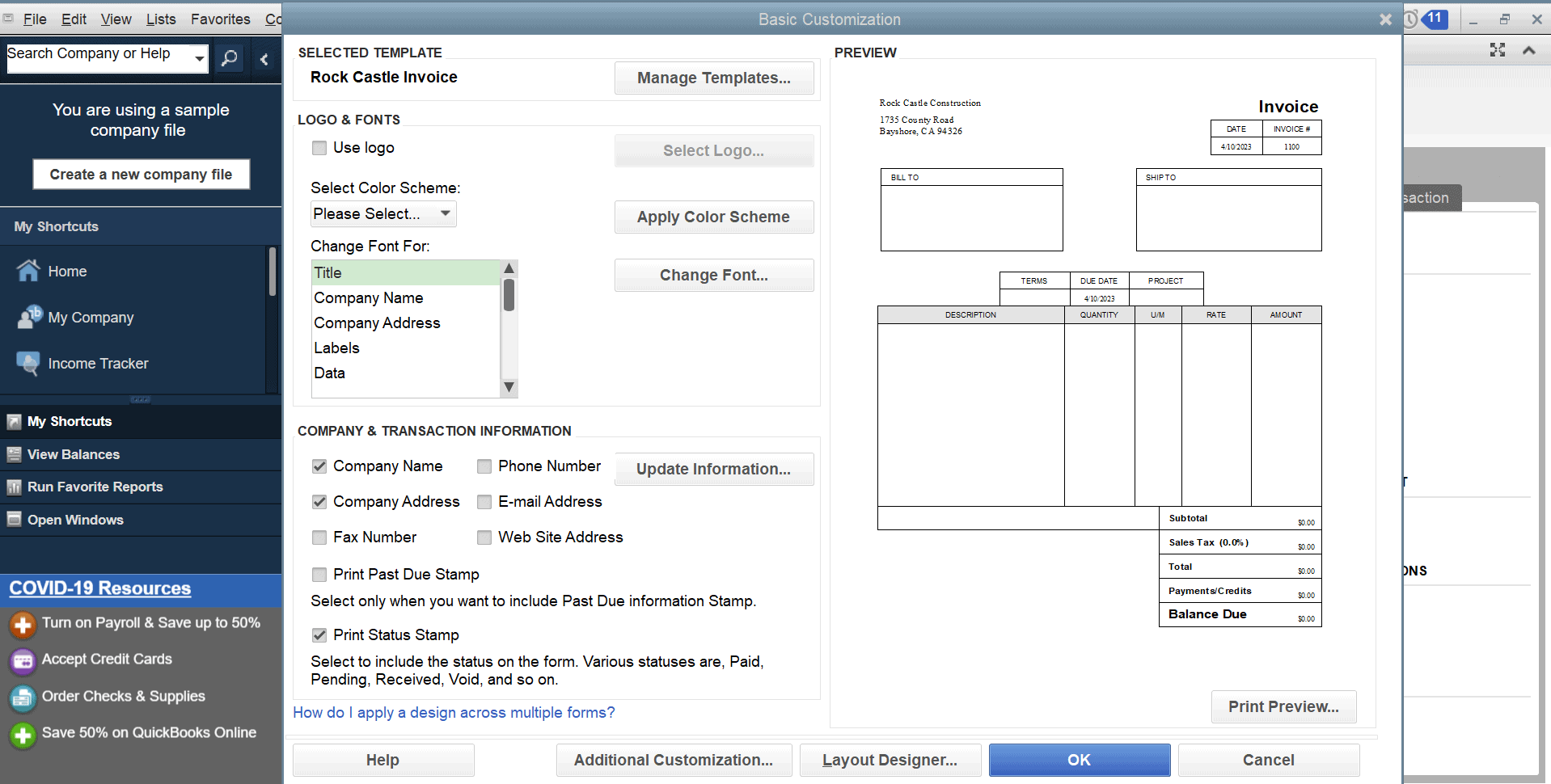 quickbooks premier invoicing