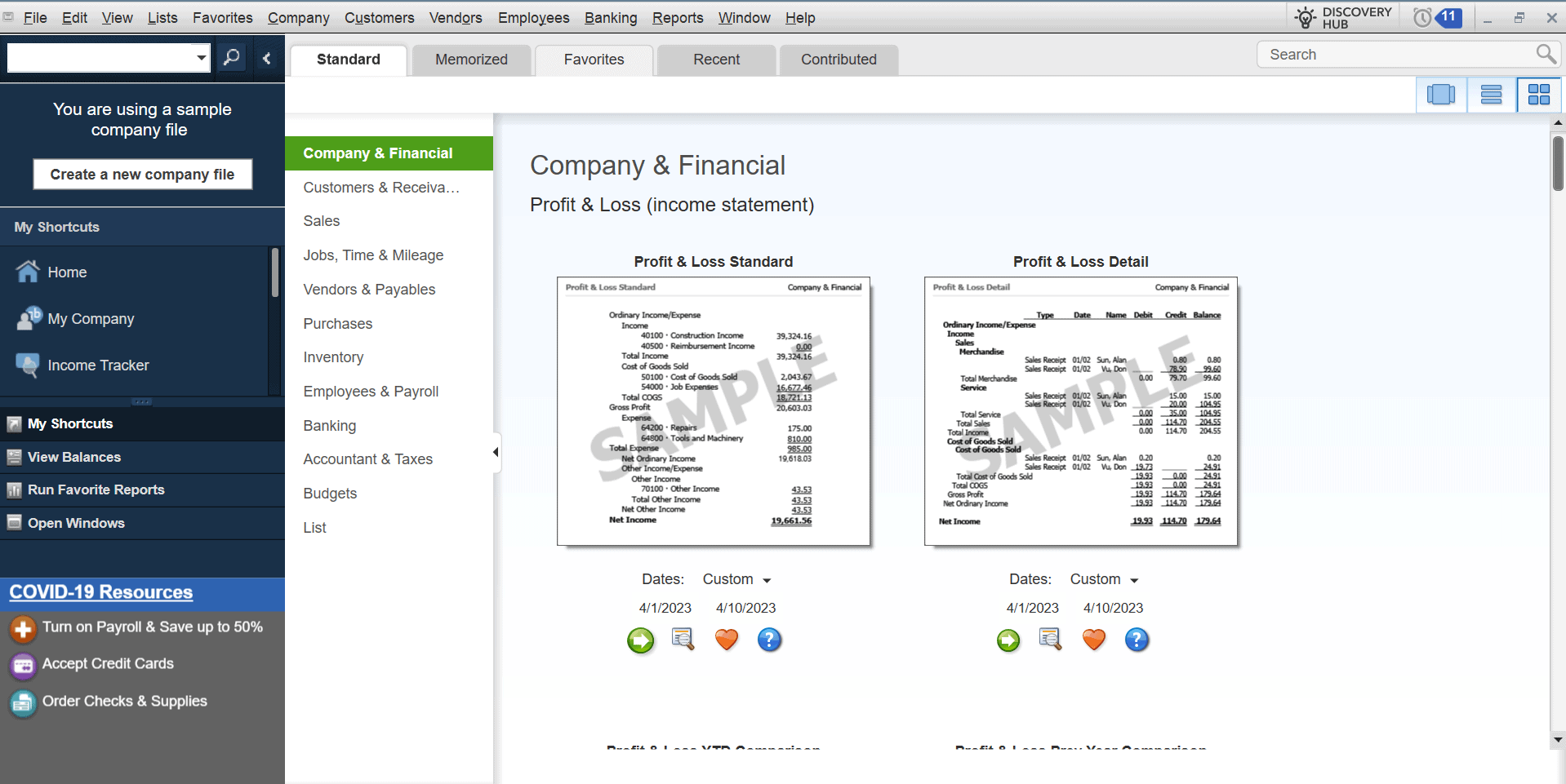 quickbooks premier reports