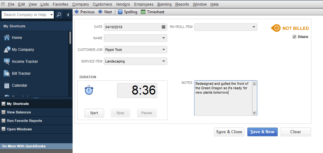 quickbooks premier time tracking