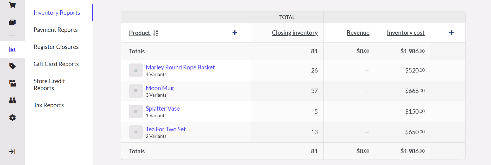 lightspeed retail inventory report