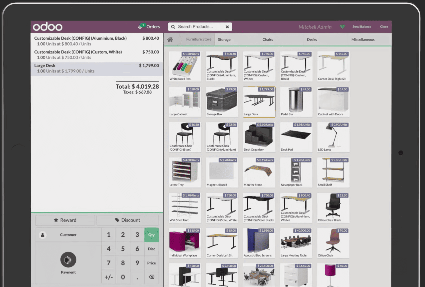 Odoo touch screen POS system