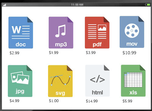 Screengrab of Shift4Shop digital download formats