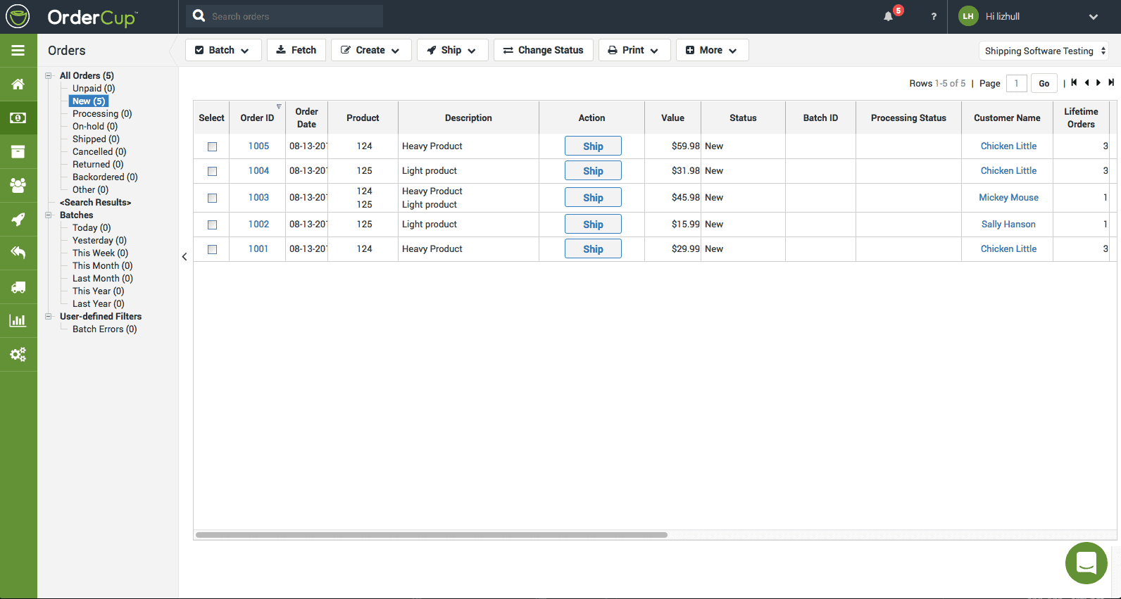 Screengrab of OrderCup admin panel