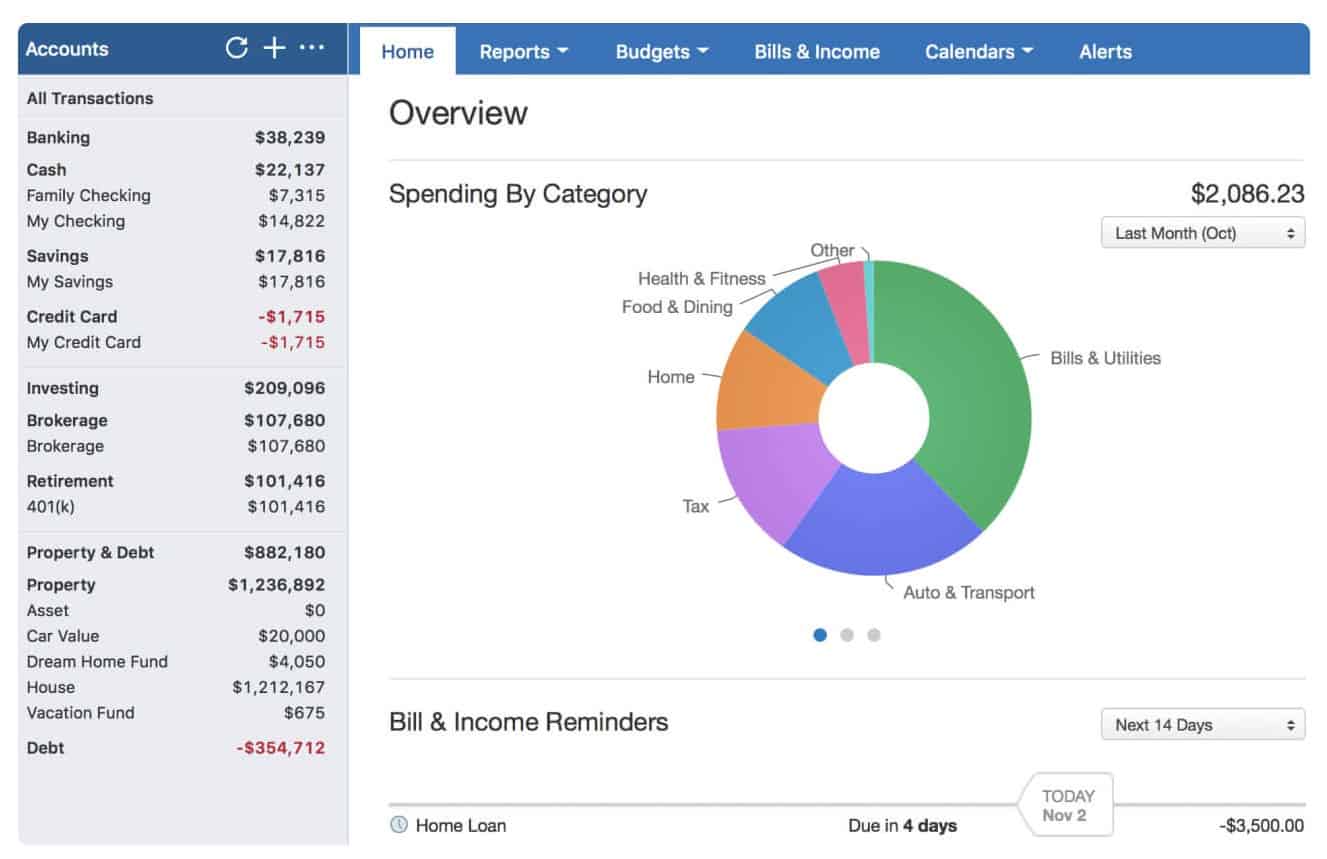quicken dashboard
