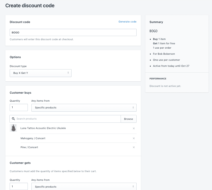 Shopify product discounts
