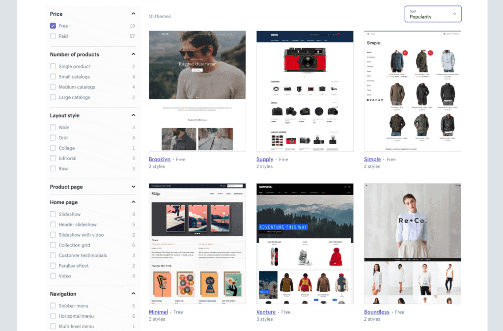 Shopify themes