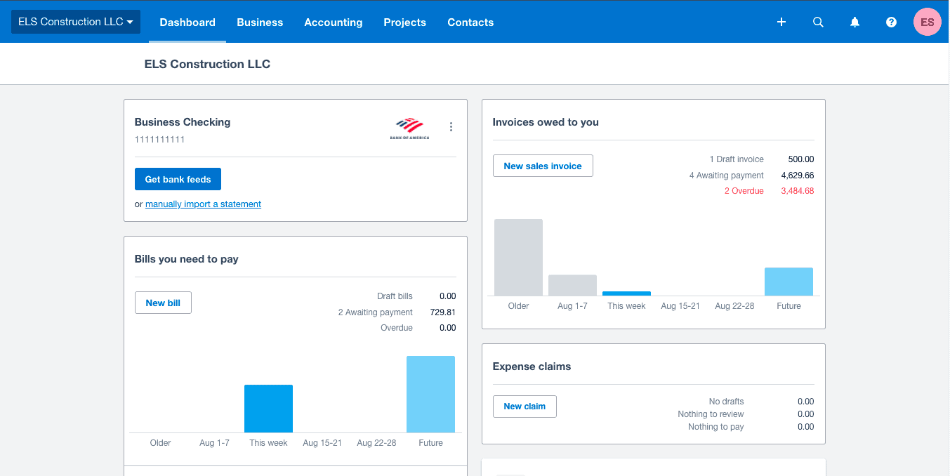 xero dashboard