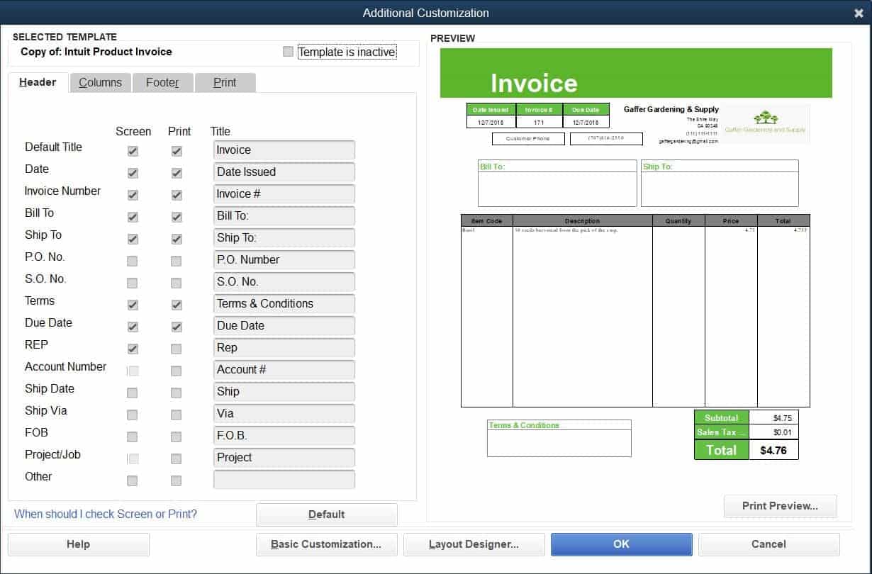 How To Change Invoice Template In Quickbooks