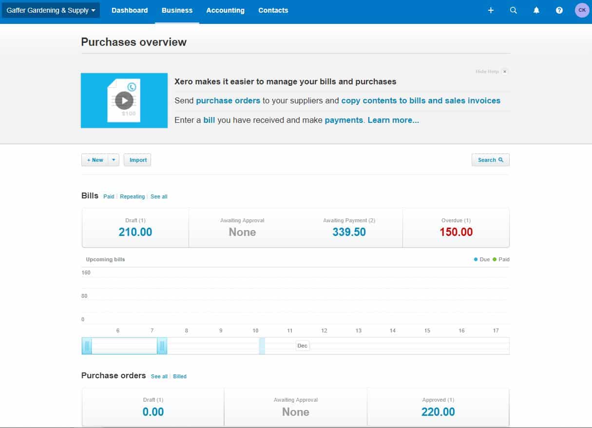 xero accounts payable