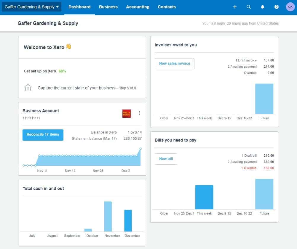 xero dashboard