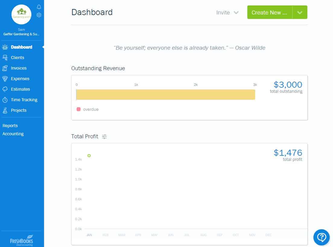 freshbooks invoicing dashboard