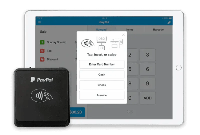 paypal here chip and tap reader with ipad