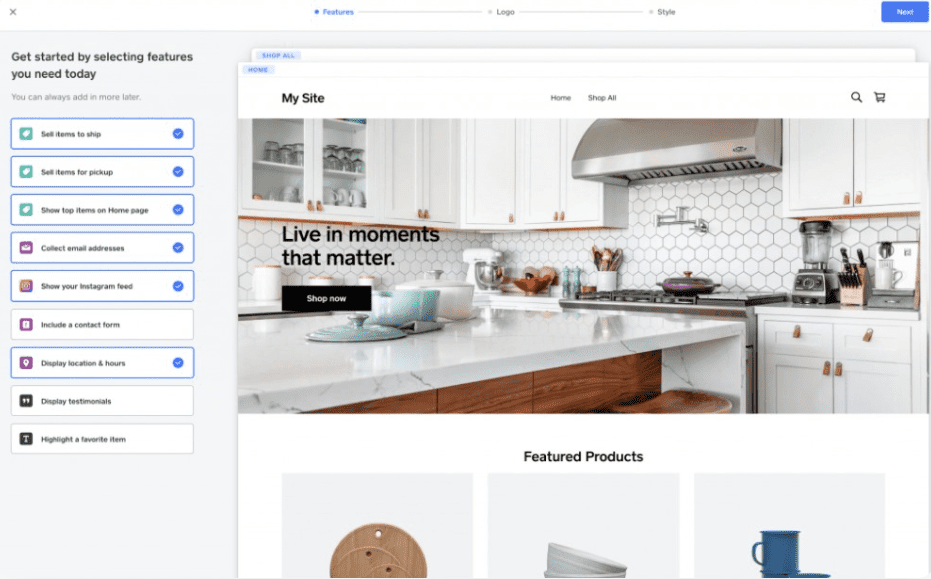 Example Square Online store builder for home goods online store