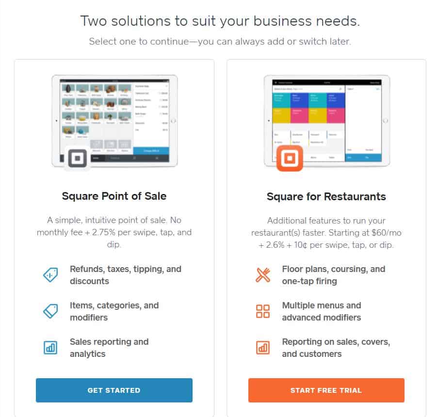 Square Point of Sale and Square for Restaurants