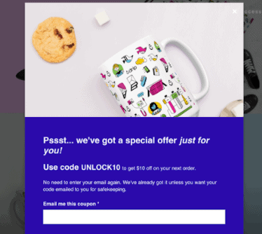 Screengrab of Drip email form