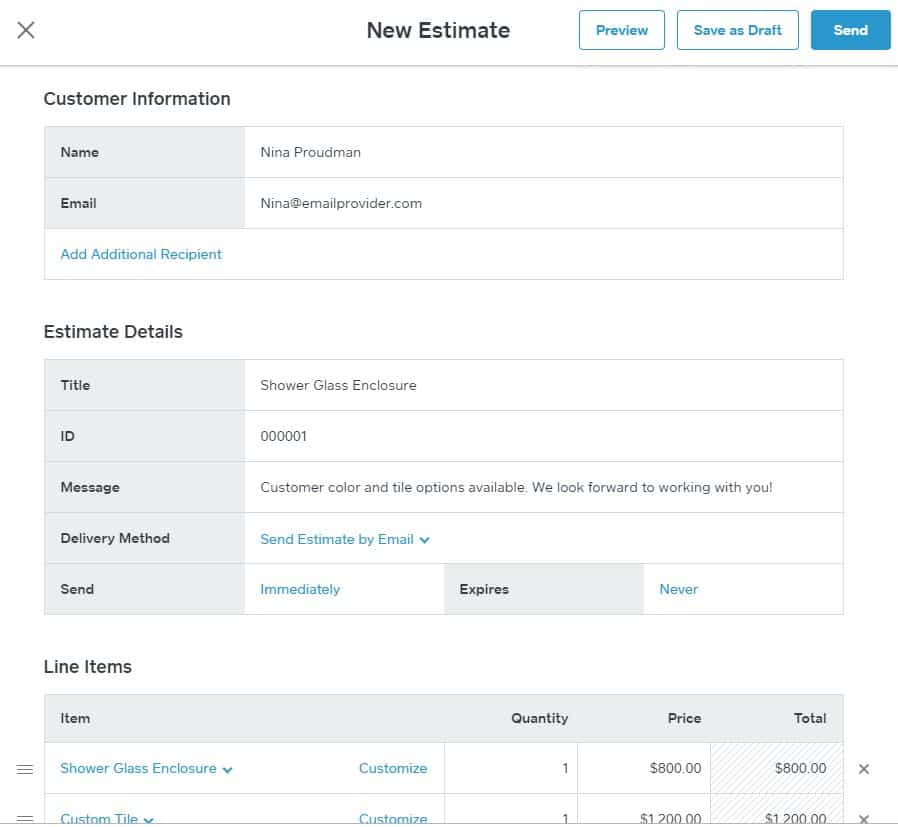 Creating an Estimate in Square