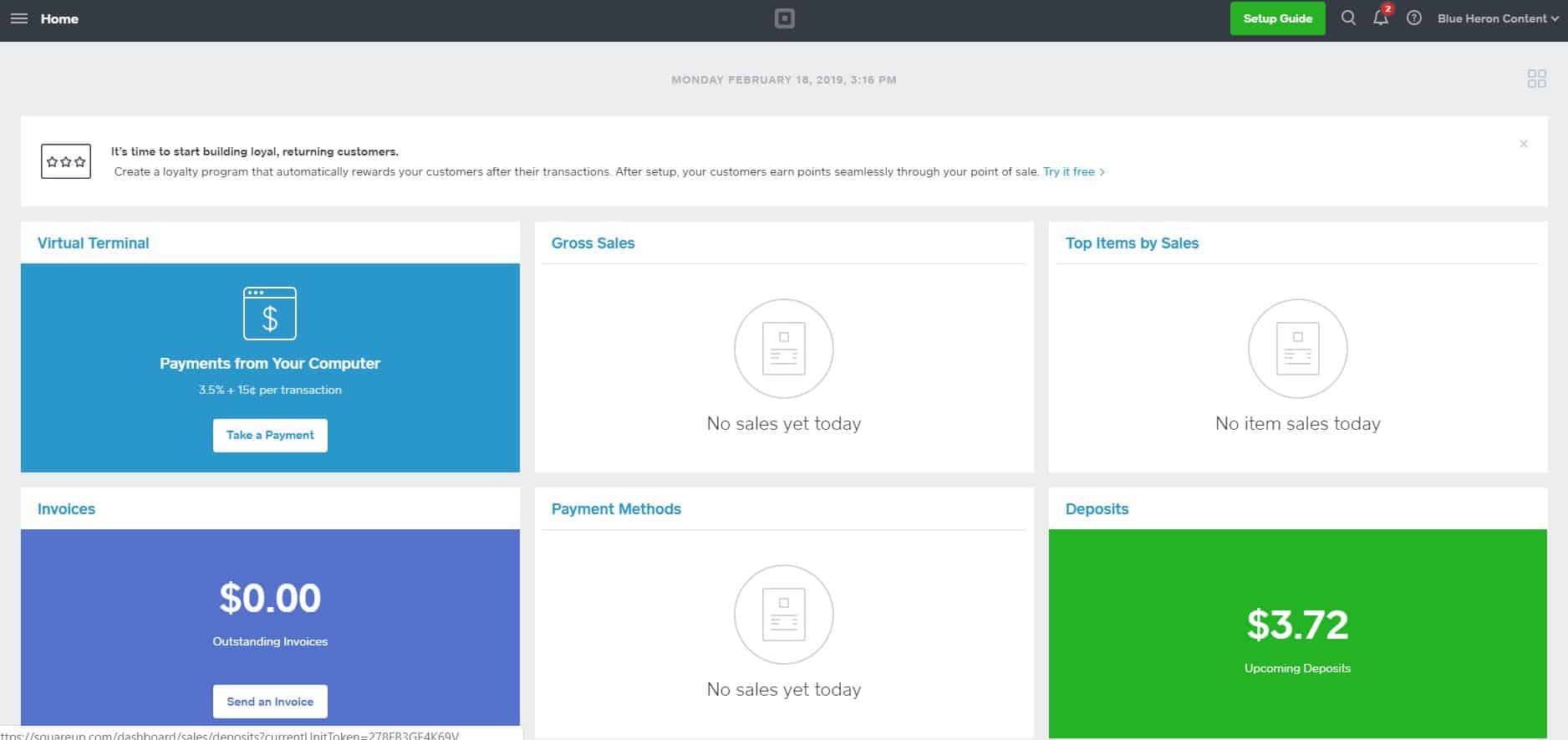 Square Dashboard and Invoices