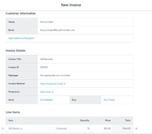 Filling out Invoice Square Line Items