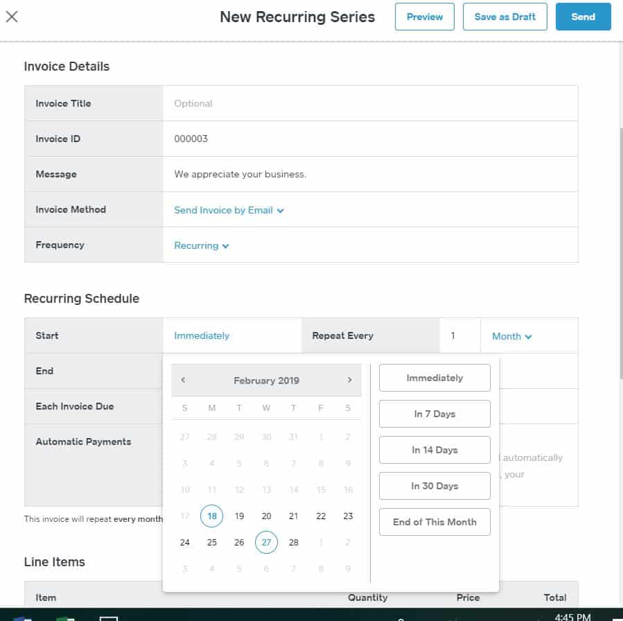 Square Recurring Invoice