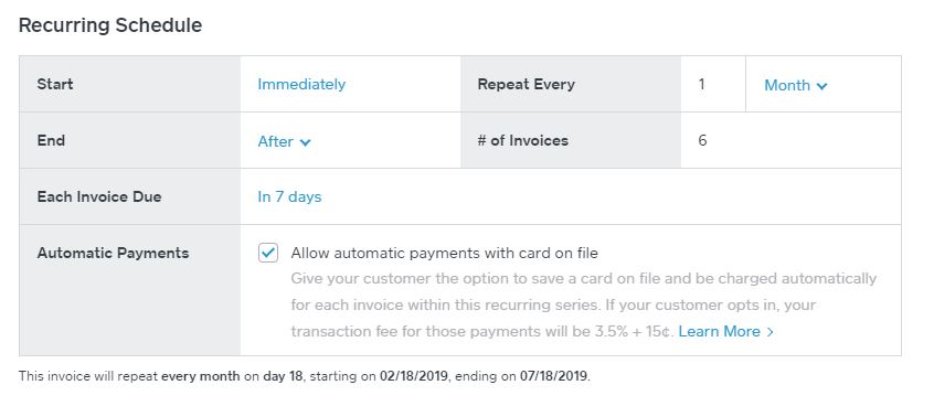 Recurring Invoice With Square